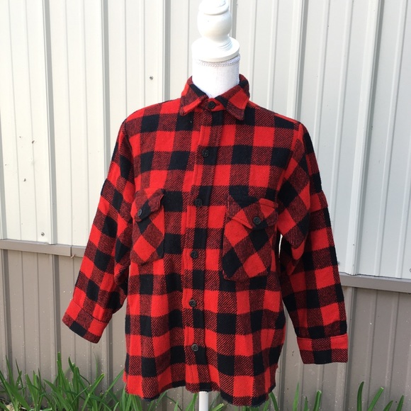 Vintage Arctic Wool Blend Red Black Plaid Jacket - Picture 1 of 7